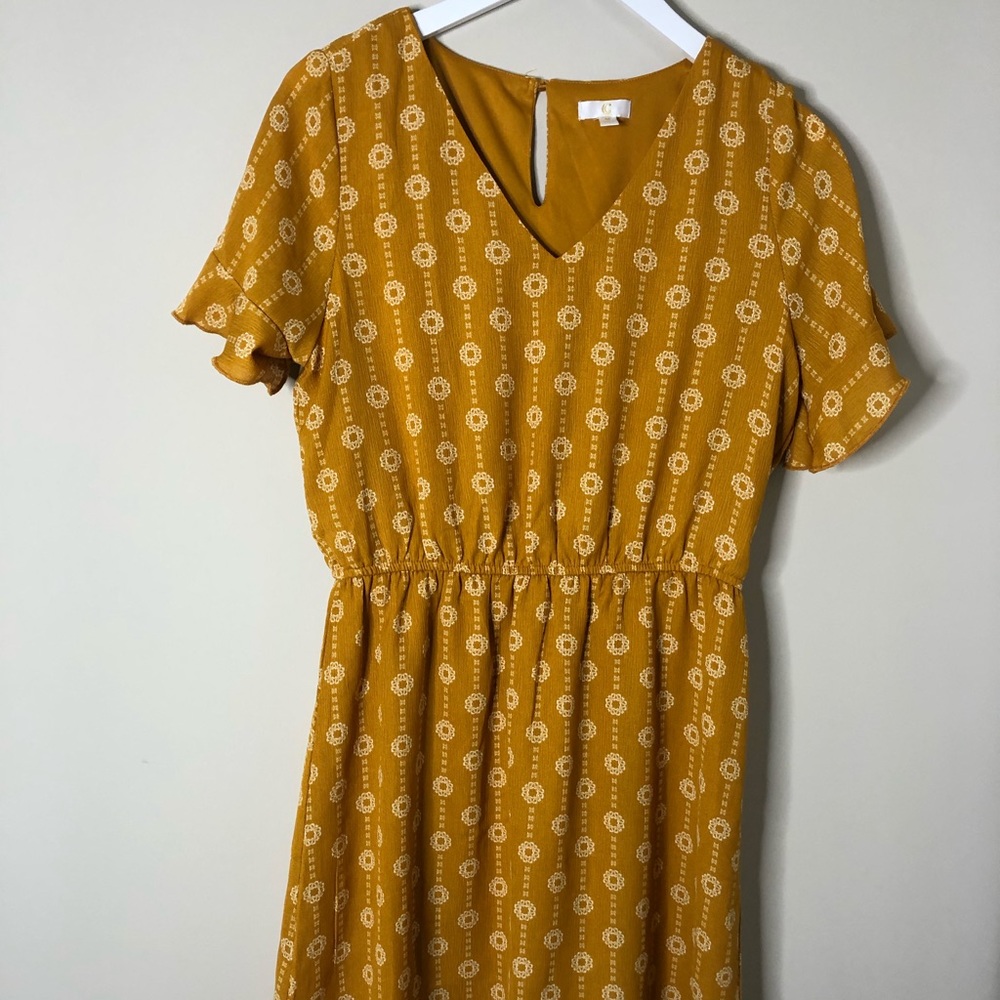 Golden Yellow Casual Mini Dress